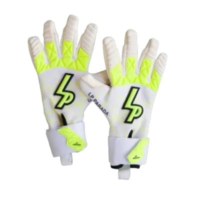 Guantes La Parada blancos con detalles en amarillo flúor